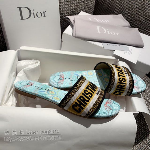 DIOR女鞋 迪奧2021專櫃新款磨砂新大底涼拖 Dior一字型刺繡平拖  naq1497